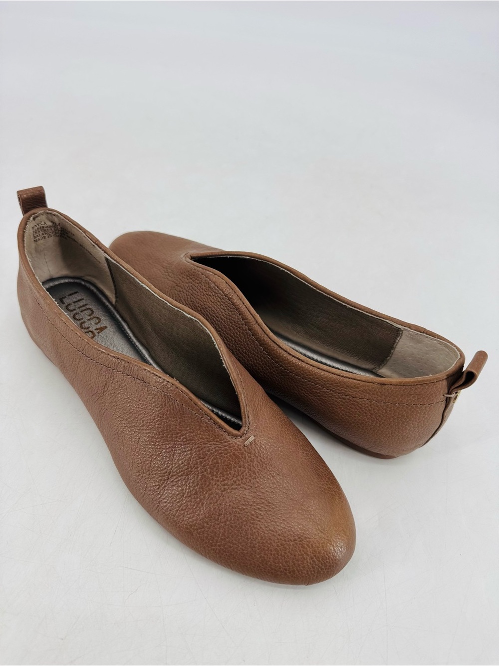 Lucca Lane Bayla Minimalist Quiety Luxury Lagenlook Leather Slip On Ballet Flats